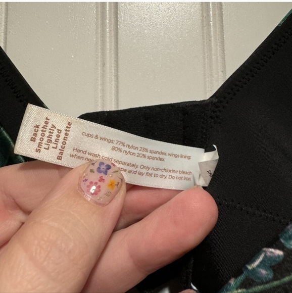 CACIQUE BRA pretty floral SIZE 36H like new UNDERWIRE black with pink & green - Picture 3 of 5